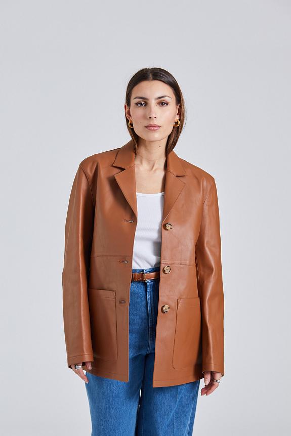 Toteme Easy Leather Jacket Tan