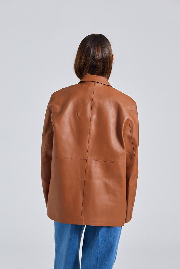 Toteme Easy Leather Jacket Tan-4