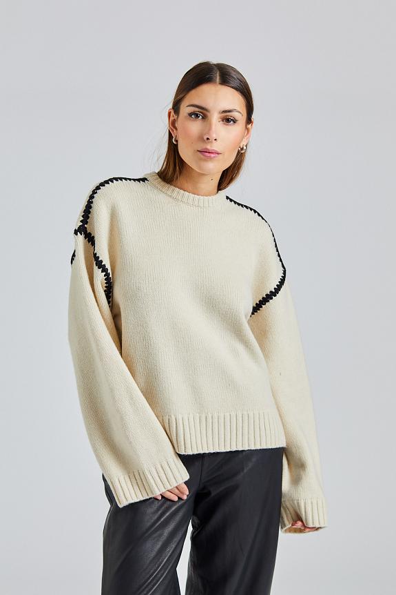 Toteme Embroidered Wool Cashmere Knit Snow 