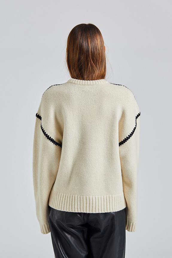 Toteme Embroidered Wool Cashmere Knit Snow 