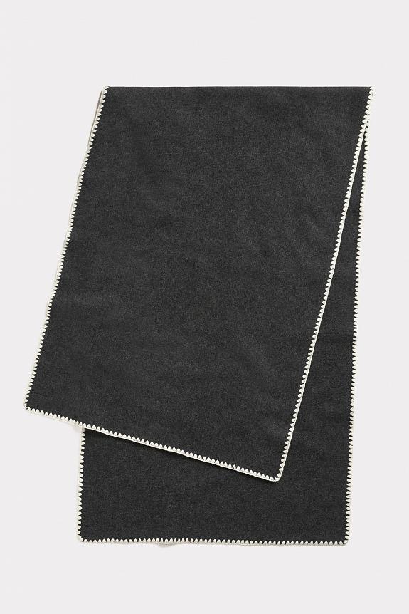 Toteme Embroidered Wool Cashmere Scarf Grey Melange
