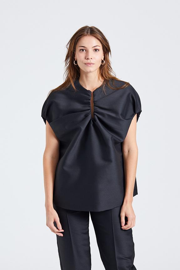 Toteme Gathered Keyhole Evening Top Black