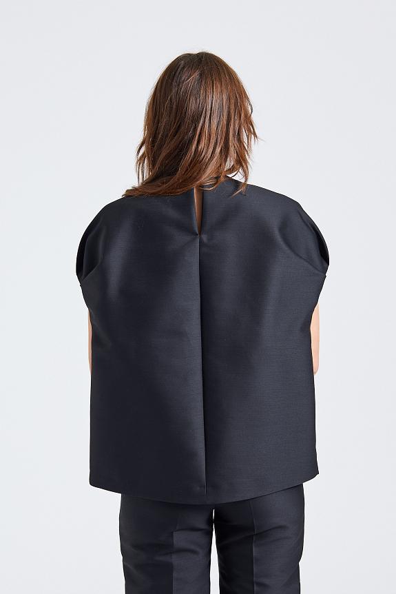 Toteme Gathered Keyhole Evening Top Black-1