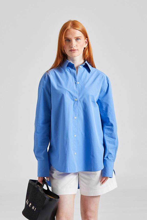 Toteme Kimono-Sleeve Poplin Shirt Cornflower