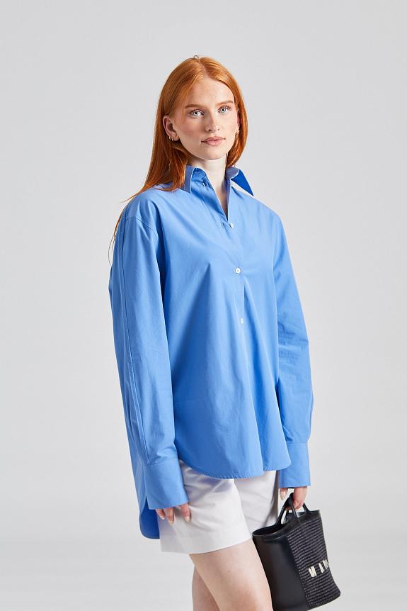 Toteme Kimono-Sleeve Poplin Shirt Cornflower