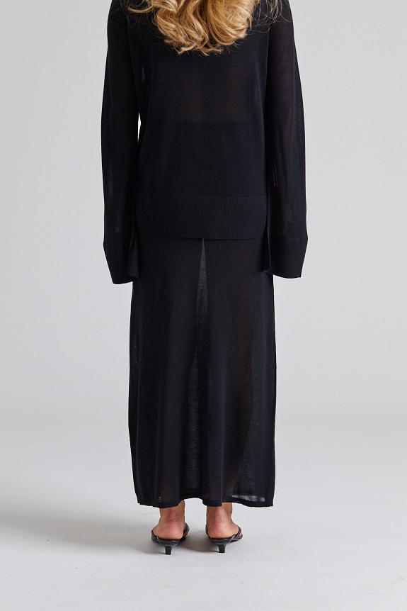 Toteme Long Knit Skirt Black-1