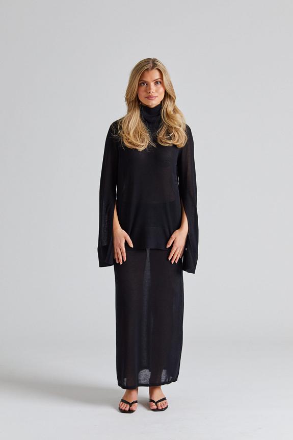 Toteme Long Knit Skirt Black-2