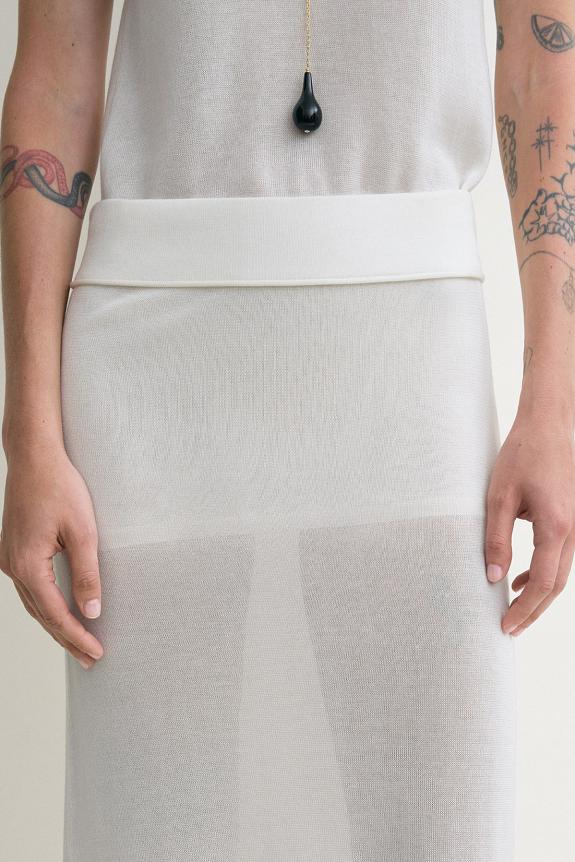 Toteme Long Knit Skirt White-4