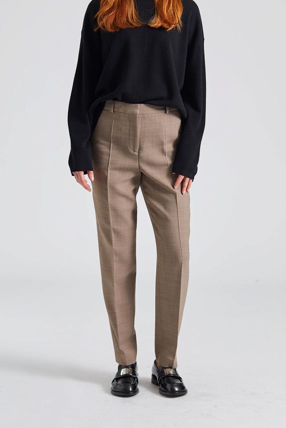 Low-Waist Tailored Trousers Oat Melange