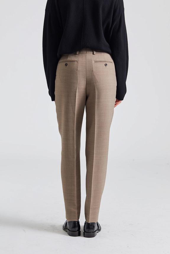 Low-Waist Tailored Trousers Oat Melange