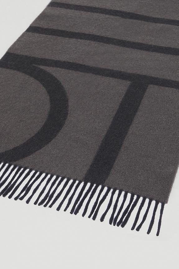 Toteme Monogram Jacquard Wool Scarf Charcoal Melange