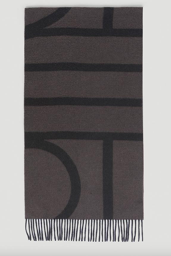 Toteme Monogram Jacquard Wool Scarf Charcoal Melange-1