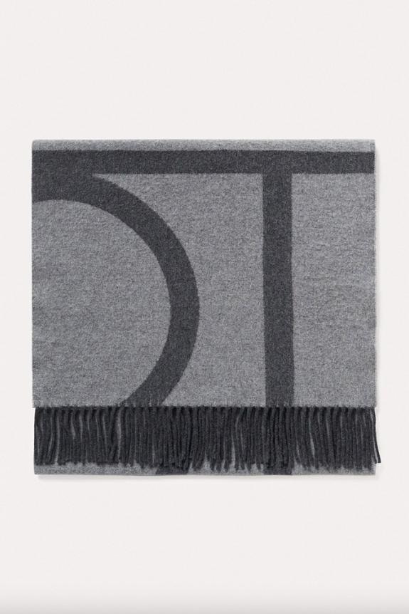 Toteme Monogram Jacquard Wool Scarf Grey-2