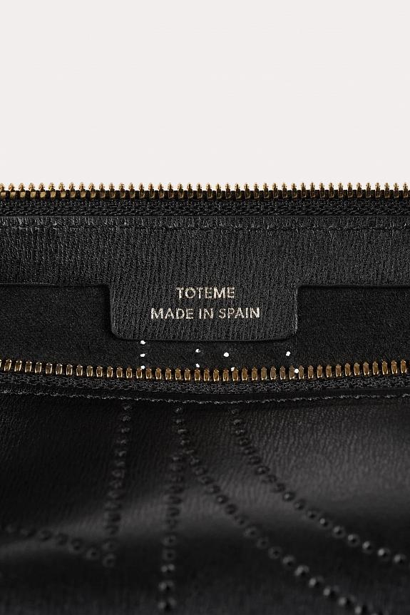 Toteme Monogram Leather Wristlet Pouch Black