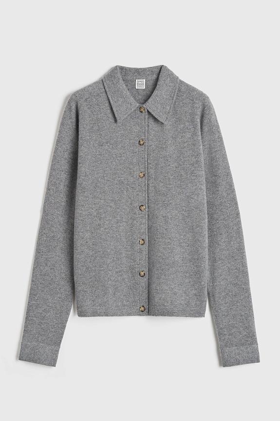 Toteme Raglan-Sleeve Cashmere Shirt Grey Melange