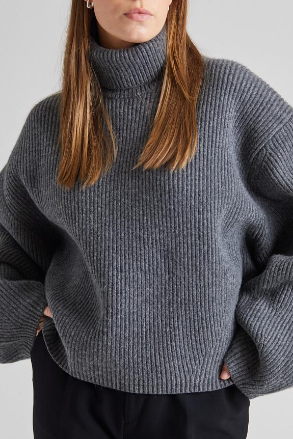 Toteme Ribbed Turtleneck Grey Melange 