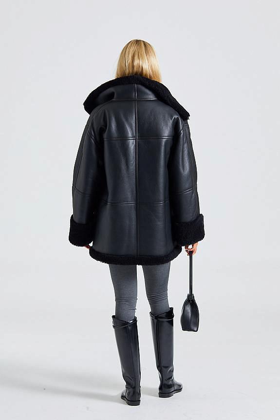 TOTEME Signature Shearling Jacket Black