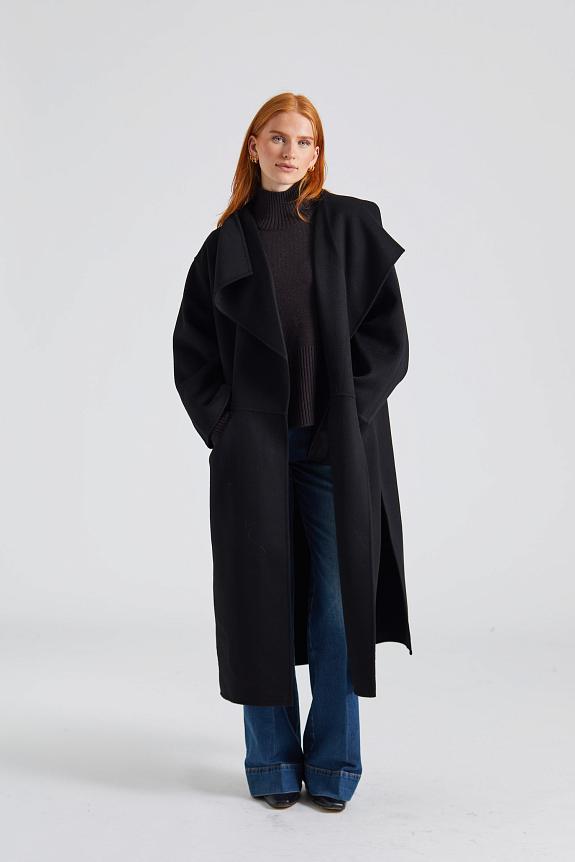 Toteme Signature Wool Cashmere Coat Black