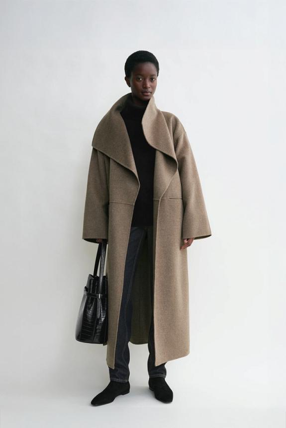 Toteme Signature Wool Cashmere Coat Oak Melange 