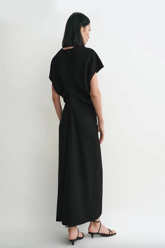 Toteme Slouch Waist Dress Linen Blend Black-7