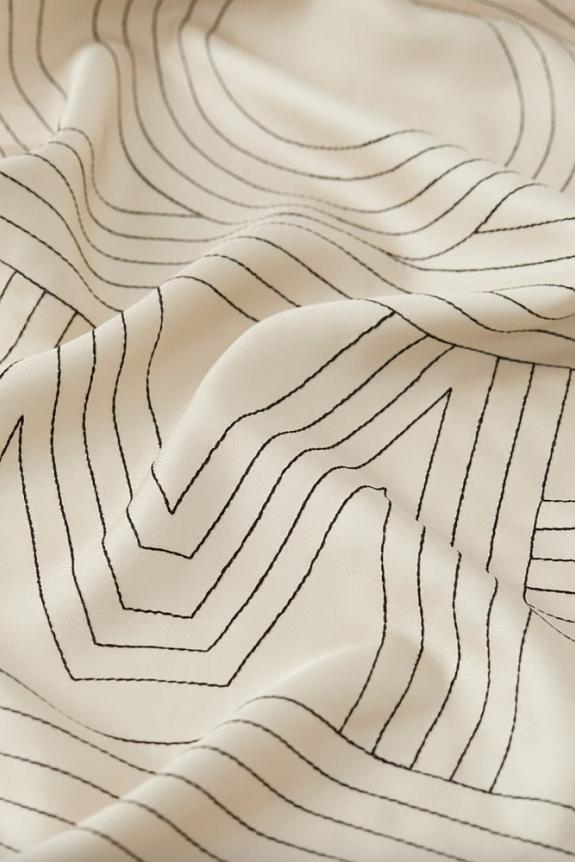 Striped Embroidered Monogram Silk Scarf Creme-2