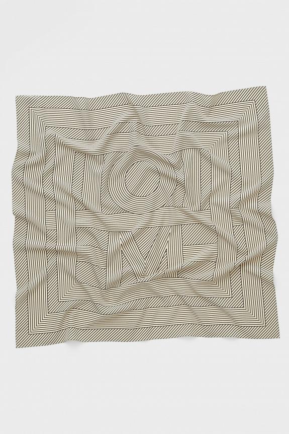 Toteme Striped Monogram Silk Scarf Creme 