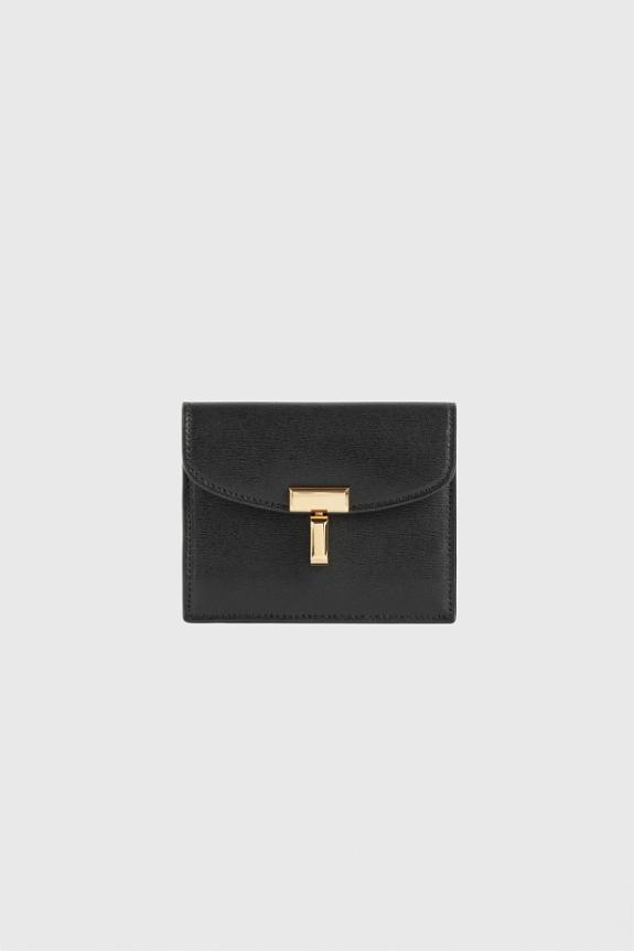 Toteme T-Lock Leather Cardholder Black