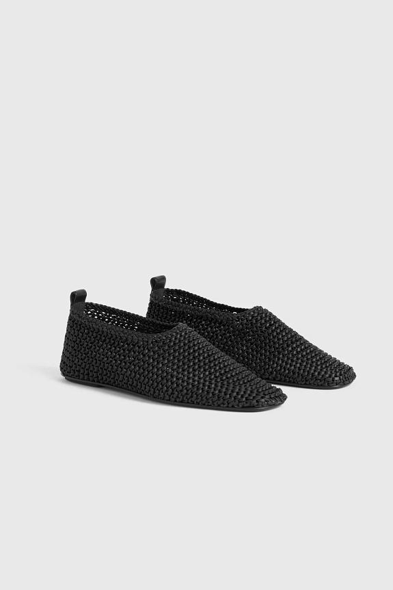 Toteme Woven Leather Ballerinas Black-1