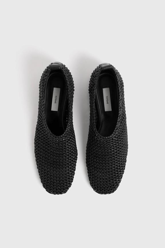 Toteme Woven Leather Ballerinas Black-2