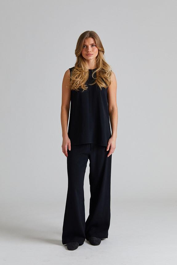 Toteme Woven Stripe Drawstring Trousers Black 