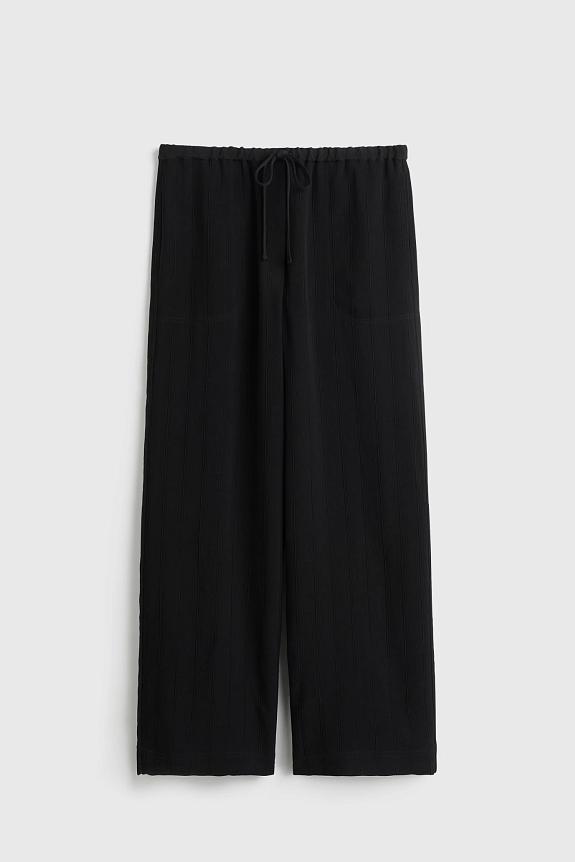 Toteme Woven Stripe Drawstring Trousers Black 