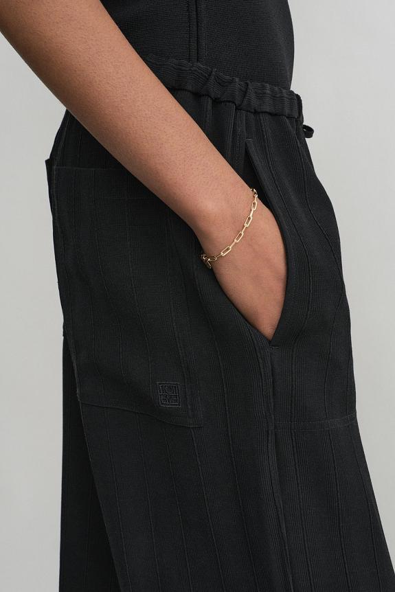 Toteme Woven Stripe Drawstring Trousers Black 