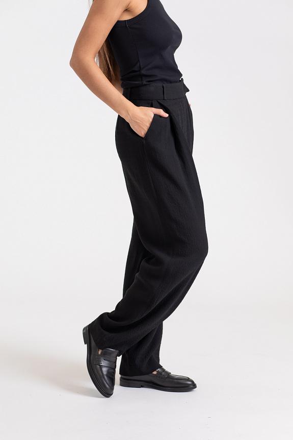 Toteme Deep Pleat Crepe Trousers Black-1