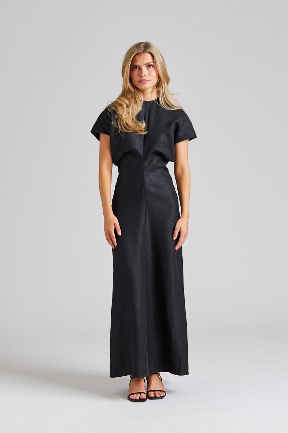 Toteme Slouch Waist Dress Linen Blend Black