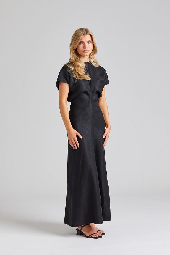 Toteme Slouch Waist Dress Linen Blend Black-1