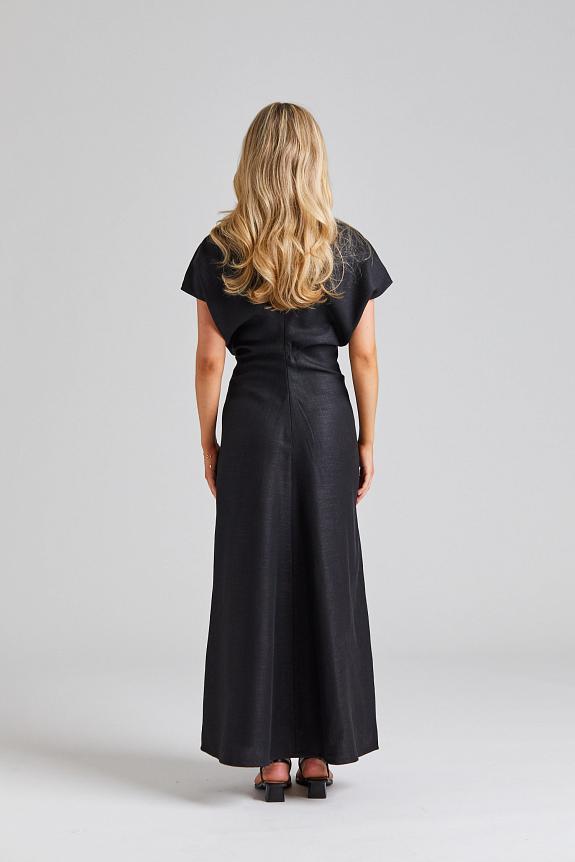 Toteme Slouch Waist Dress Linen Blend Black-2