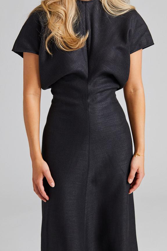 Toteme Slouch Waist Dress Linen Blend Black-4