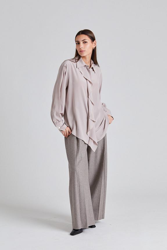Victoria Beckham Asymmetric Ruffle Blouse Heather 