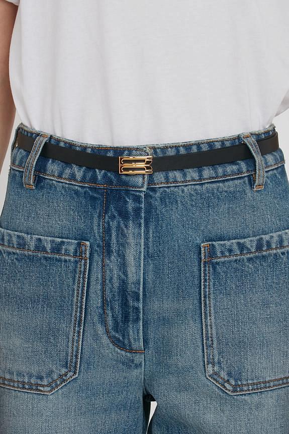 Victoria Beckham Micro Frame Belt Black Smooth Leather-2