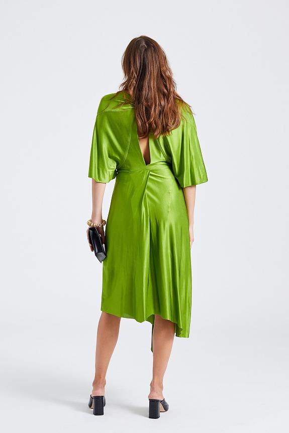 Victoria Beckham Cape Sleeve Cut Out Dress Olive-2