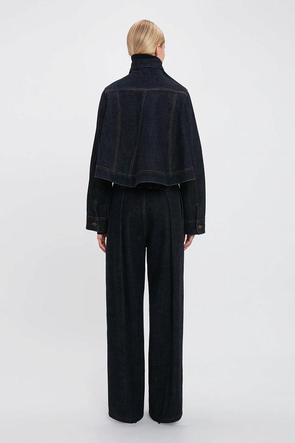 Victoria Beckham Cropped Denim Jacket Dark Indigo Rise 