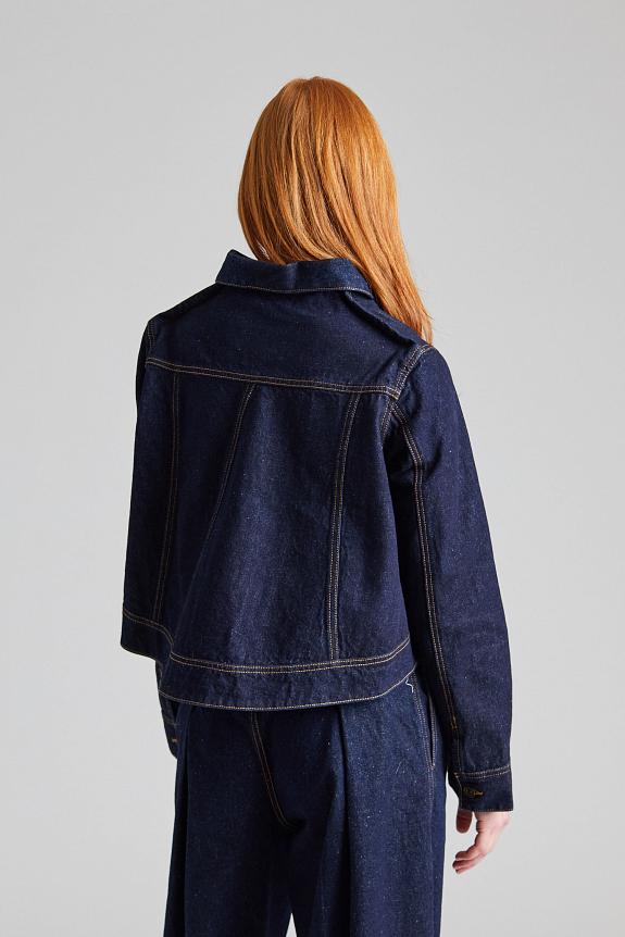 Victoria Beckham Cropped Denim Jacket Dark Indigo Rise 
