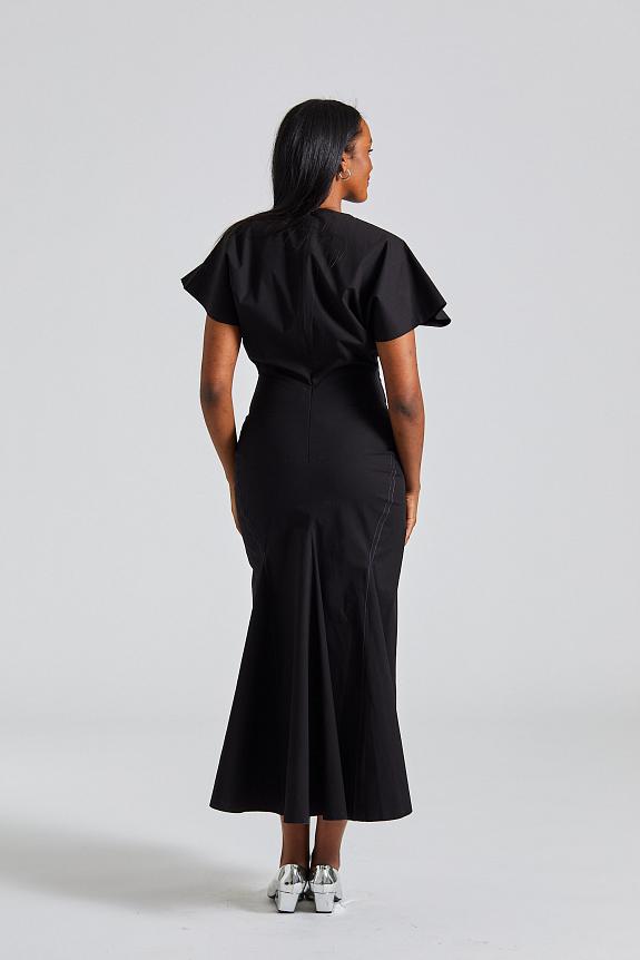 Victoria Beckham Drape Shoulder Dress Black 