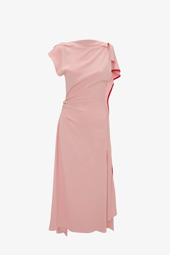 Victoria Beckham Drape Sleeve Midi Dress Antique Pink-3