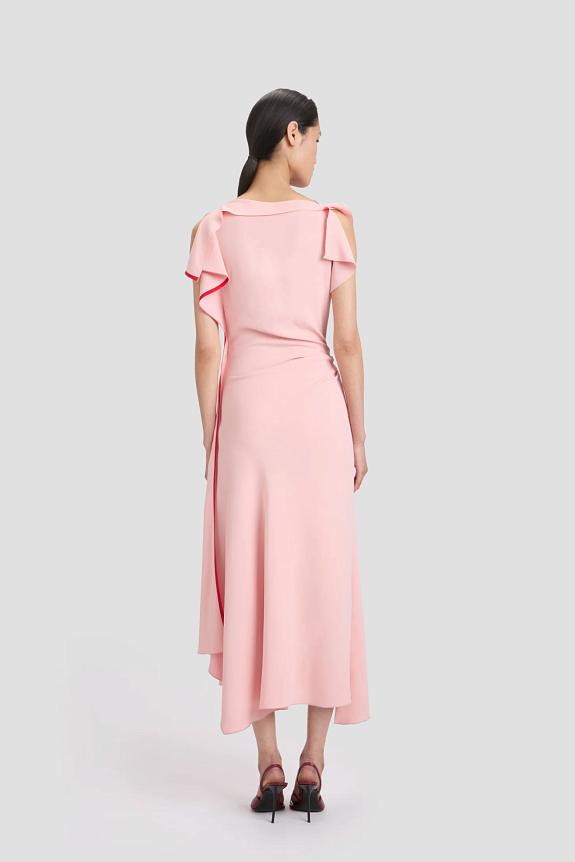 Victoria Beckham Drape Sleeve Midi Dress Antique Pink-1