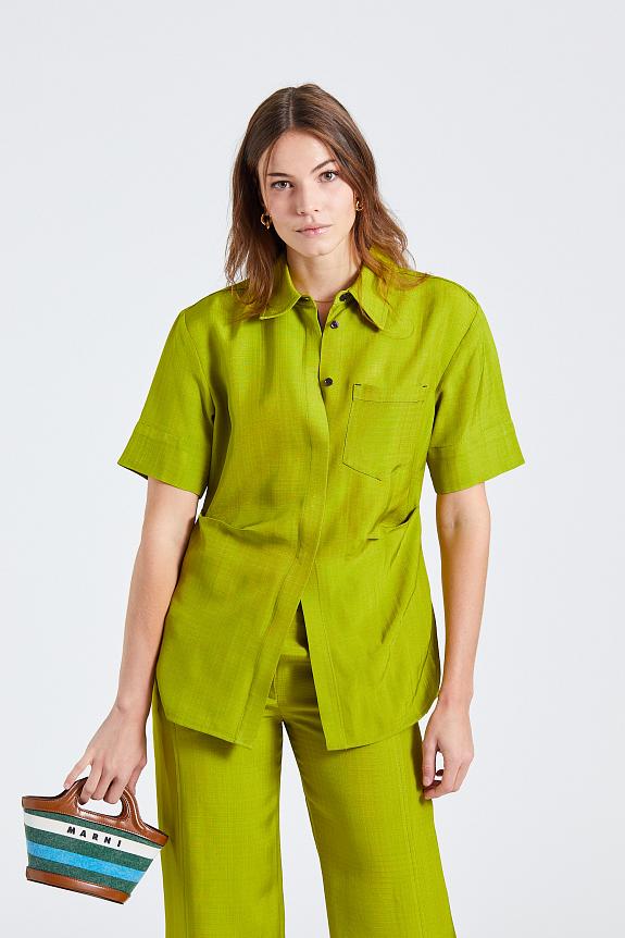 Victoria Beckham Fitted Short Sleeve Shirt Parrot Green