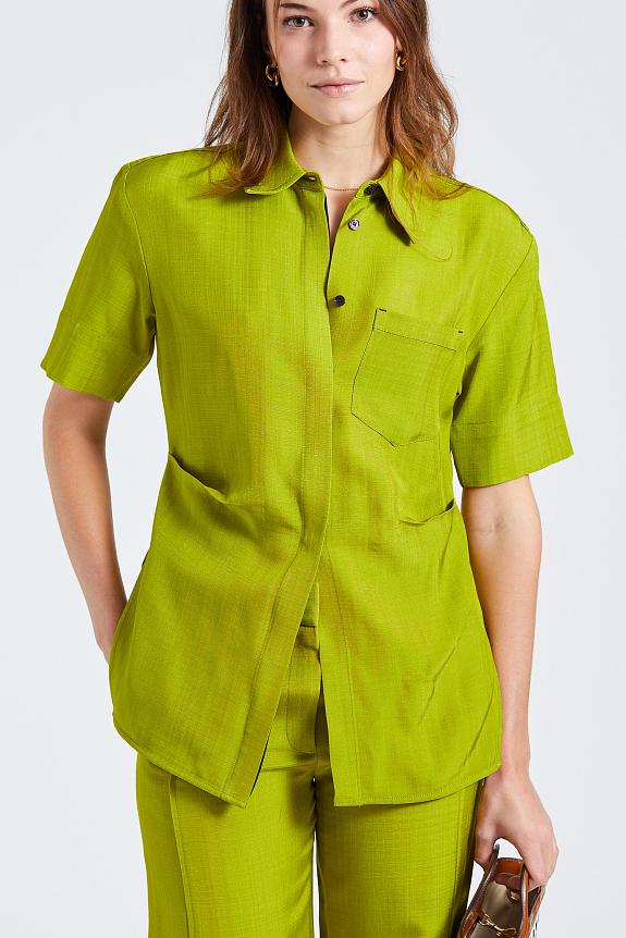 Victoria Beckham Fitted Short Sleeve Shirt Parrot Green-2