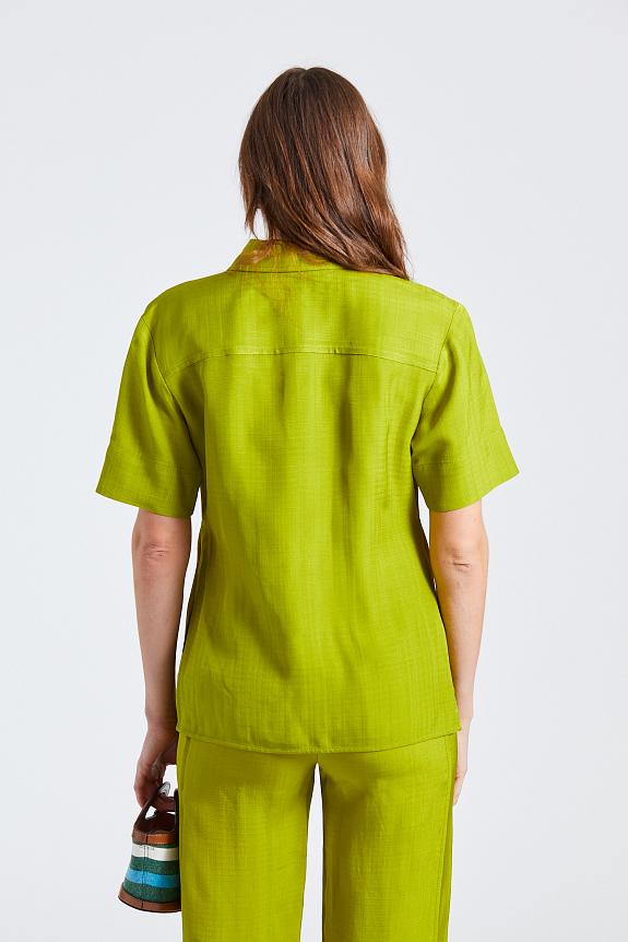 Victoria Beckham Fitted Short Sleeve Shirt Parrot Green-3