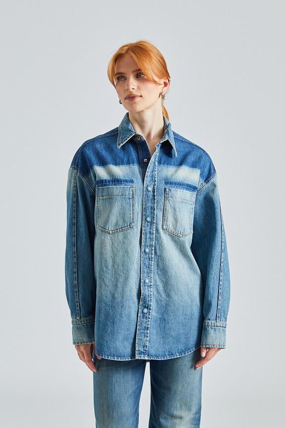 Victoria Beckham Oversized Denim Shirt Broken Vintage Wash