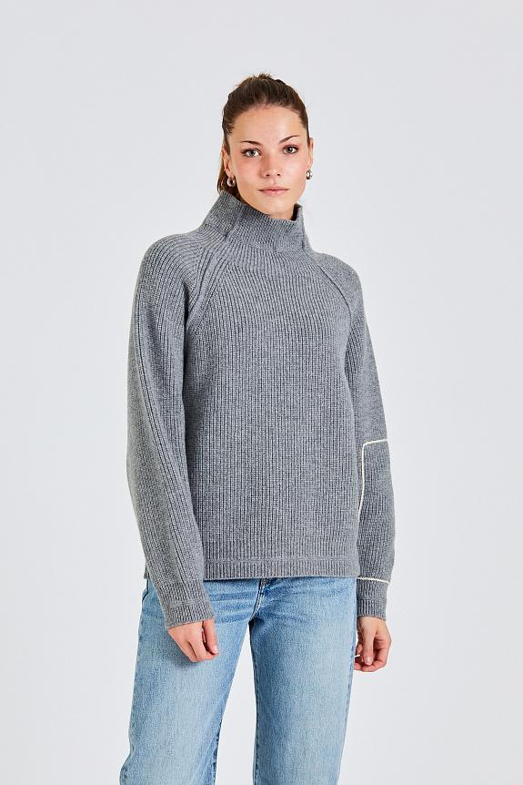 Victoria Beckham Oversized Polo Neck Jumper Grey Melange